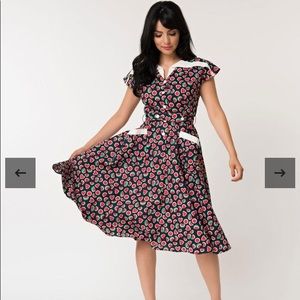 Unique Vintage dress in navy watermelon print